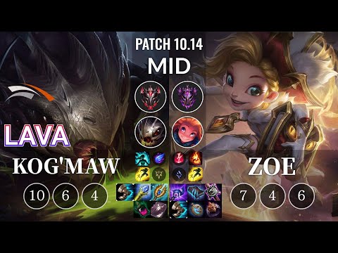HLE Lava Kog'Maw vs Zoe Mid - KR Patch 10.14