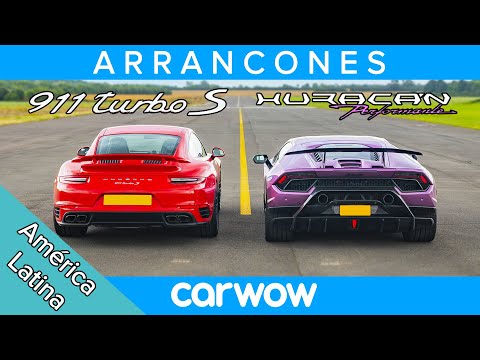 Lamborghini Huracan Performante vs Porsche 911 Turbo S – ARRANCONES, CARRERA EN MOV. Y FRENADO
