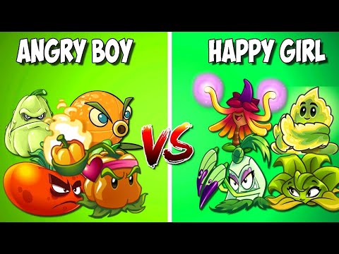 🎯Team HAPPY GIRL vs ANGRY BOY - Who Will Win? - PvZ 2 Team Plant Vs Team Plant 🎯802