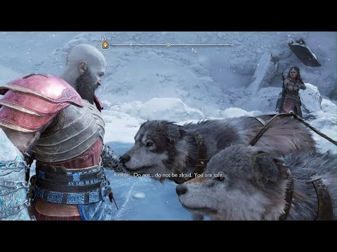 kratos loves his pet wolves