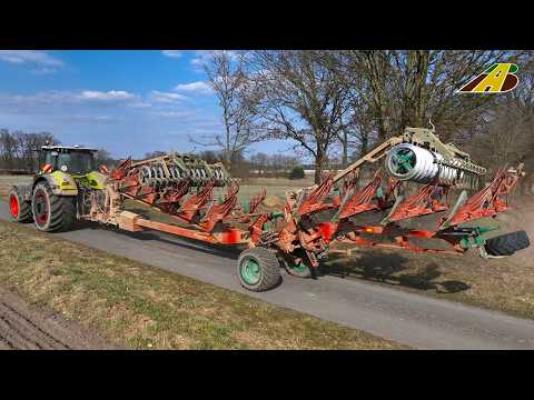 Rote Zwiebeln Land pflügen 10 Schar Pflug - Claas & Fendt Traktor Frühjahrsbestellung Landwirtschaft
