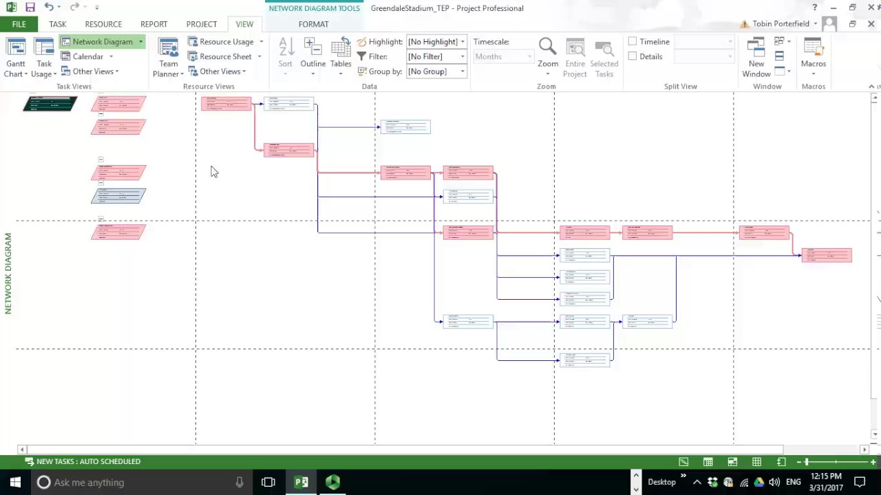 MS Project Network Diagram and Critical Path