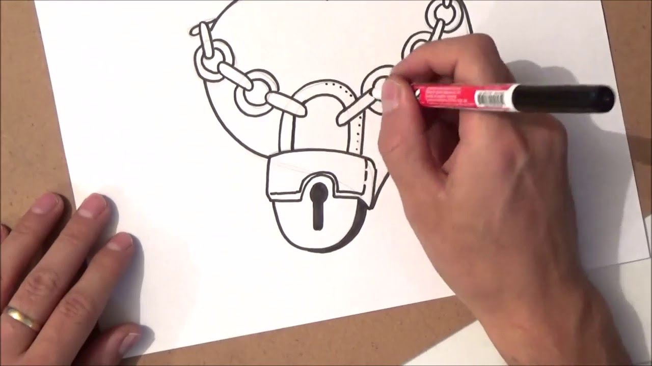 como desenhar um coração com cadeado | como desenhar um coração com cadeado passo a passo