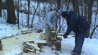 Dad and Jakob Splitting Wood #1