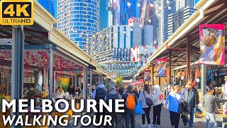 Melbourne Australia Walking Tour - Queen Victoria Market Melbourne to Therry Street | 4K Video