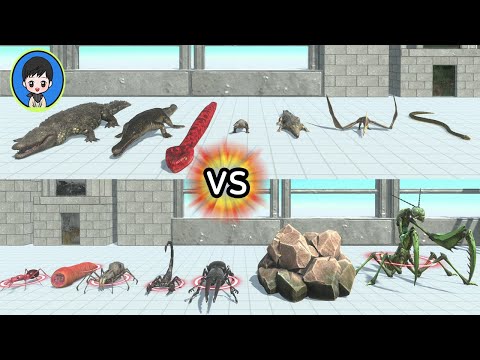 Reptile vs Giant Invertebrates Team  - Animal Revolt Battle Simulator