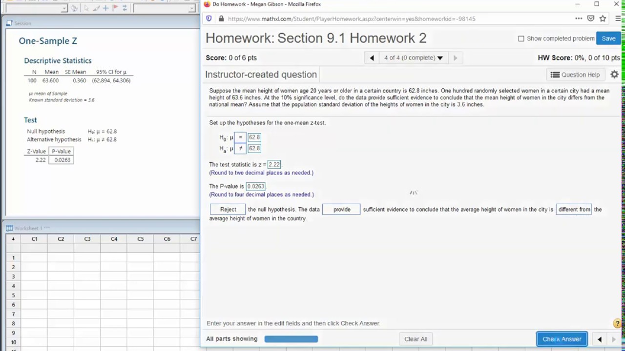 Minitab 18: Testing Hypotheses About a Mean