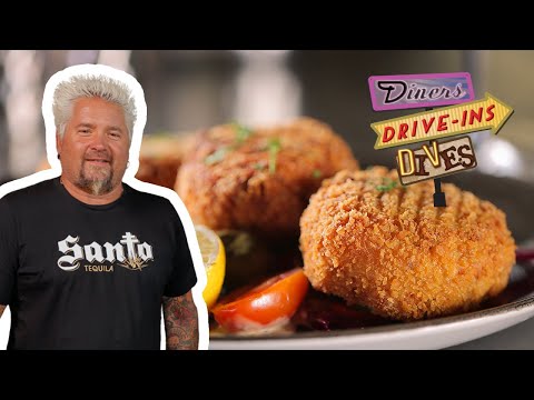 Guy Fieri Eats NewFoundLand Cod Cakes | Diners, Drive-Ins and Dives | Food Network