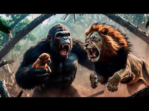 Kong Vs Lion | KING KONG Saves a Tiny Puppy From a Deadly Lion| Epic Jungle Rescu#hulk #kong#monster