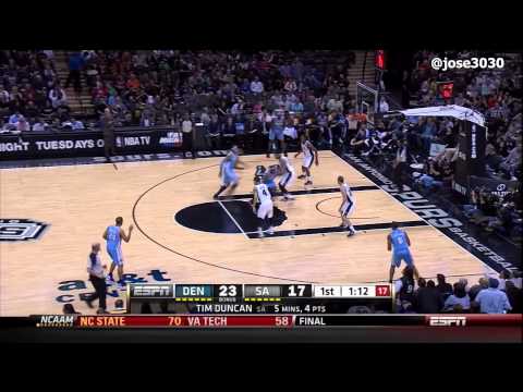 Tim Duncan Dunk On Chris Andersen - Nuggets @ Spurs 3/4/2012