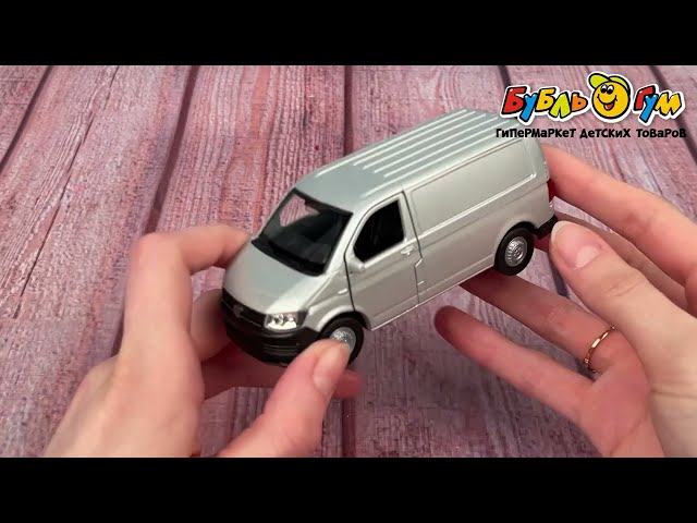 Машинка Volkswagen Transporter Welly металлическая инерционная 1:38  - видео