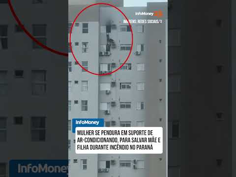 VÍDEO: Apartamento pega fogo no Paraná e uma das vítimas se dependura para salvar mãe e criança