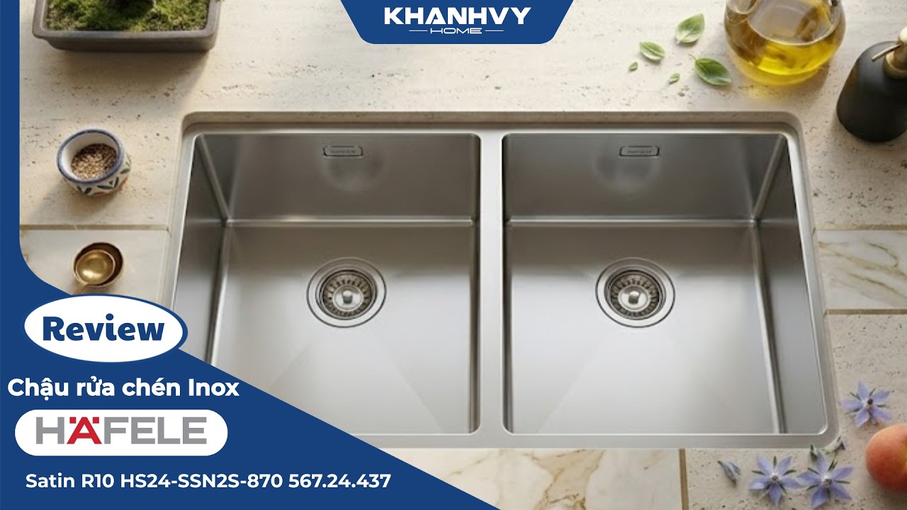 Chậu rửa chén Inox Hafele Satin R10 HS24-SSN2S-870 567.24.437