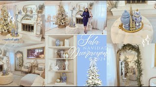Decoracion  Navidena Para Mi Sala 2024 / Living Room Christmas Decor French Blue +Cambios a Mi Arbor
