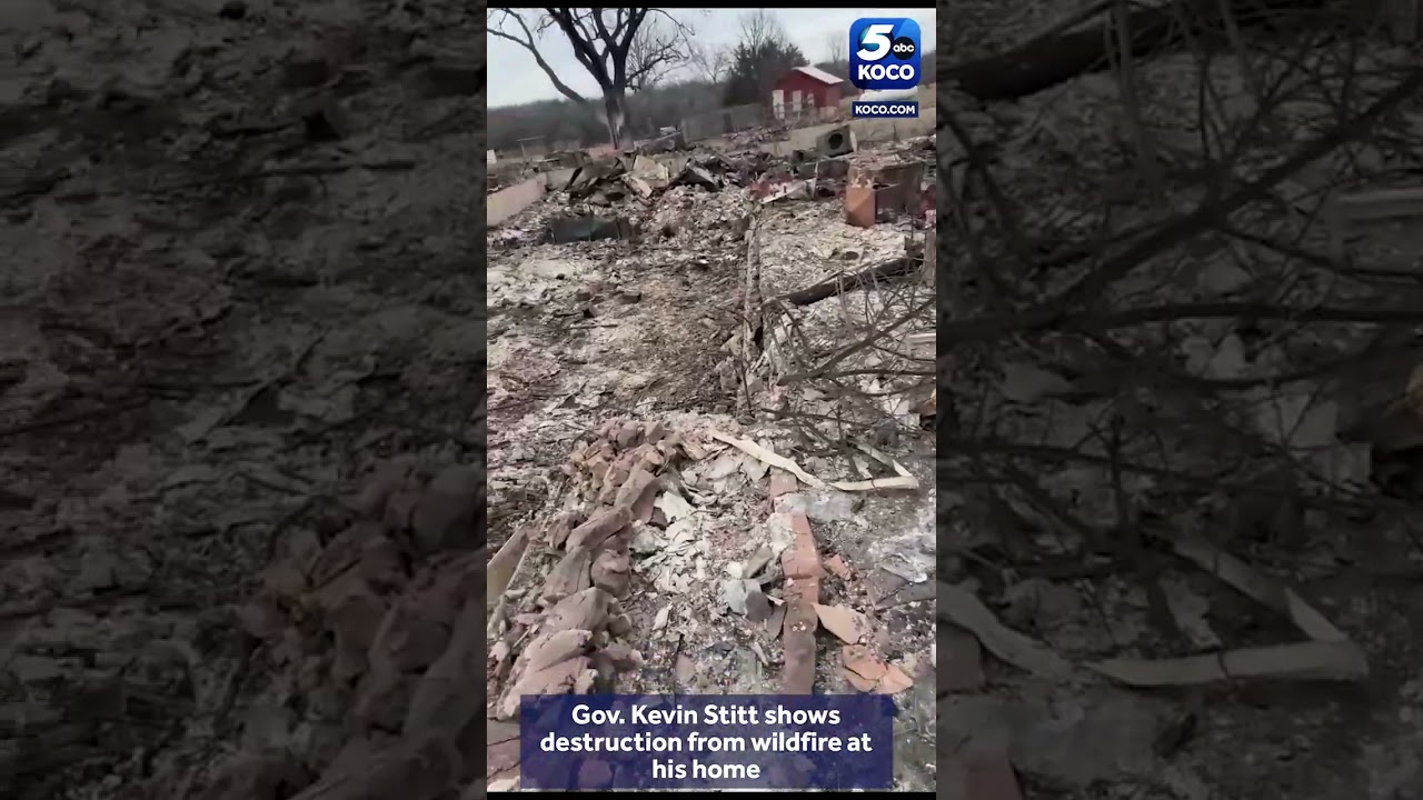 Gov. Kevin Stitt surveys his home destroyed by wildfire