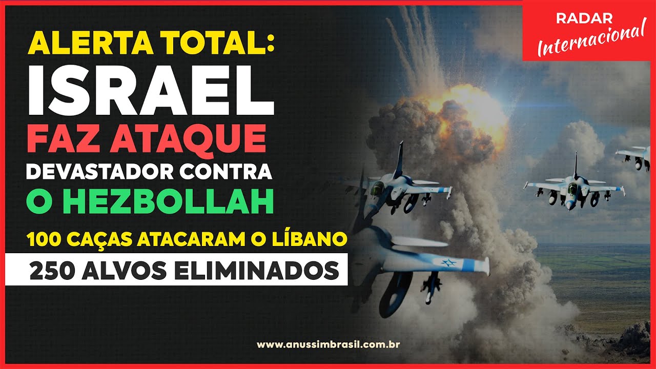 URGENTE: Guerra Total - Israel Ataca Hezbollah com 100 Aviões e Destrói 250 Alvos no Líbano