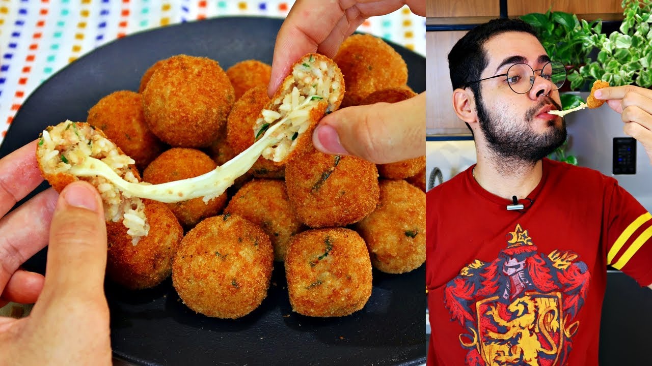 SOBROU ARROZ? FAÇA ESSE DELICIOSO BOLINHO DE ARROZ RECHEADO