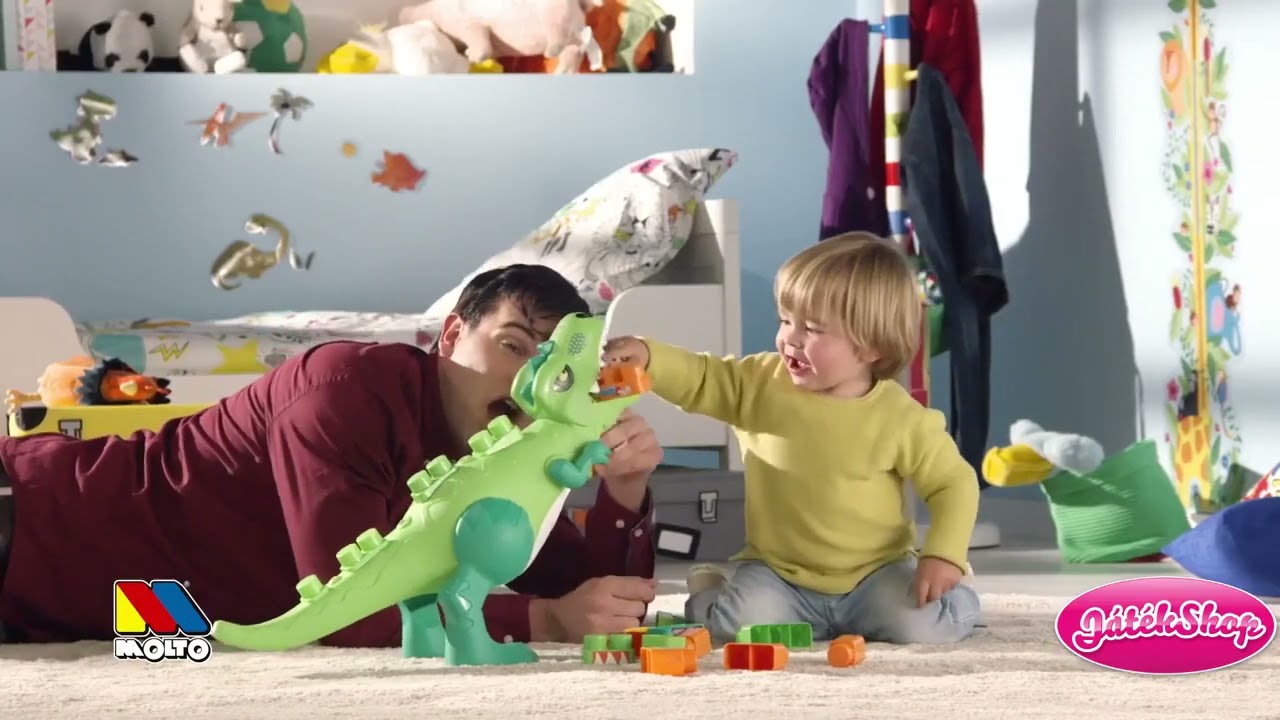Molto: Blocks kockafaló gigantosaurus dinós építőkocka szett hanggal 30db-os videó