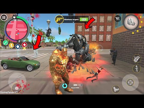 Rope Hero Vice Town (Stone Giant Fight Fly Car Robot) Stone Giant jumped on Roads - Gameplay HD