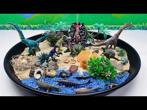 Dinosaur Island With New Dinos! Jurassic World Dinosaur volcano Lava World - TRex Triceratops