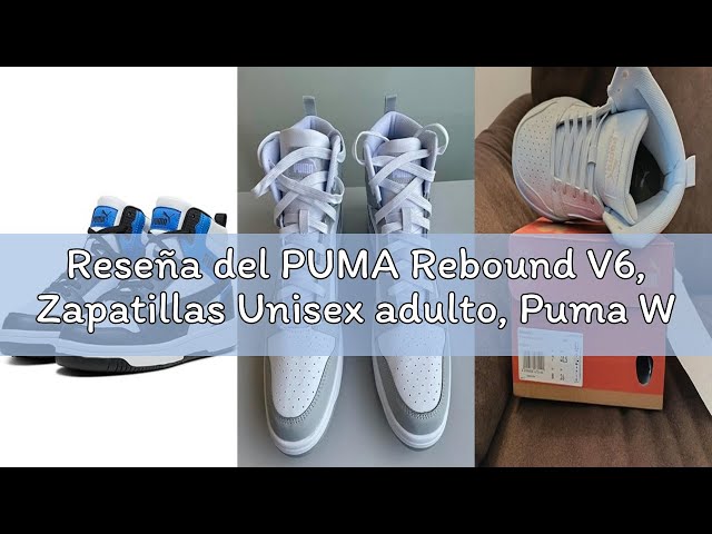 Vídeo relacionado con PUMA Unisex Kids Rebound V6 Lo Jr Zapatillas, Puma White Puma Black Archive Green, 38 EU