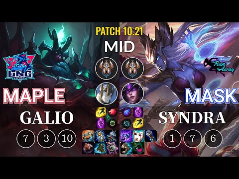 LNG Maple Galio vs RNW Mask Syndra Mid - KR Patch 10.21