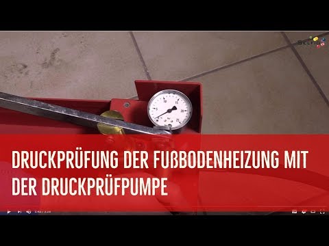 Pressure testing of underfloor heating with a pressure testing pump