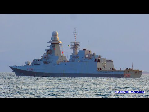 Carlo Margottini (F592)  Italian Frigate Departure from Piraeus.