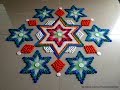 Star kolam with 13*7 interlaced dots | Easy rangoli designs by Poonam Borkar