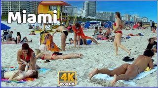 【4K】WALK MIAMI BEACH South Beach 4k SLOW TV travel video Bikini Beach USA