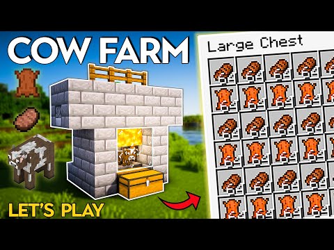 VowLa - Minecraft: EASY AUTOMATIC Cow Farm in 1.20! | Let's Play Guide!