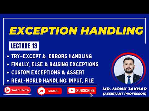 Lecture 13 Exception Handling In Python Complete Python Course