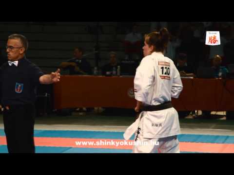 Lídia Körmöndi vs  Anastasiia Khrustalova - European Championship Shinkyokushin Switzerland 2013