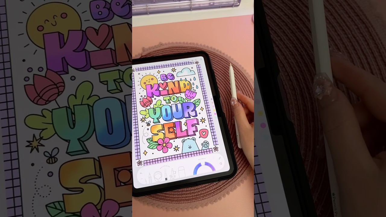 iPad relaxation 💕✨ color with me | apple pencil asmr | lake coloring app | iPad drawing