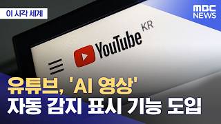 [이 시각 세계] 유튜브, 'AI 영상' 자동 감지 표시 기능 도입 (2026.05.28/뉴스투데이/MBC)