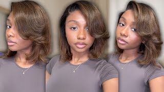 💥 Must Have Side Part Balayage Ombre Brown Bob Wig with Drawstring 😍 | Nadula Amazon