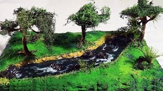 IMPRESSIONANTE!! Maquete Paisagem com Rio - DIY HOW TO MAKE Model Scenery w/ River - Paisaje con Río