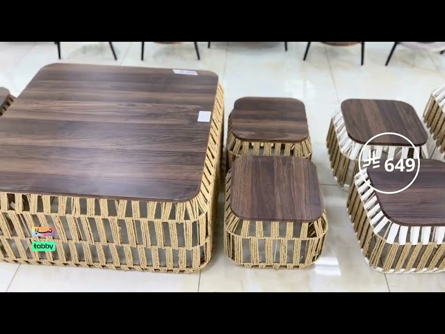 طقم طاولات خدمة خشب وقماش عدة ألوان