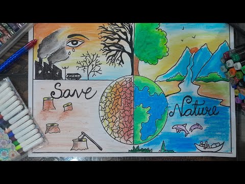 |Poster on save nature🍃🏔| Ipsita Sharma| #drawingtutorial #youtubevideo