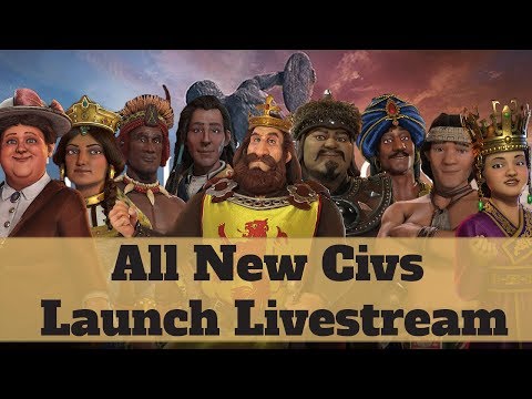 Civilization 6 Rise and Fall - All New Civs - 12 Hour Launch Livestream - Scotland!