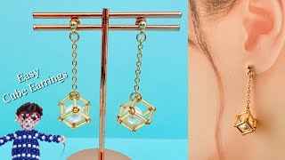 [315] 初心者でも作れる！竹ビーズで作る上品なキューブピアス