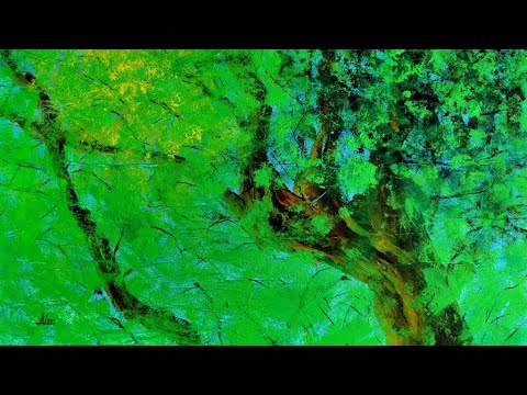 Acrylmalen ganz einfach - Wald mit Pinsel, Schaumstoffroller und Autoschwamm - Acrylicpainting