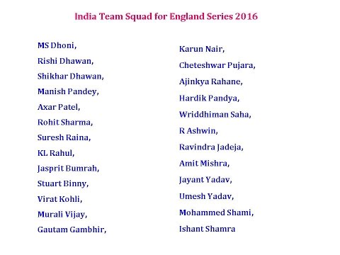 download lagu mp3 mp4 India Squad For England Tour 2016, download lagu India Squad For England Tour 2016 gratis, unduh video klip India Squad For England Tour 2016