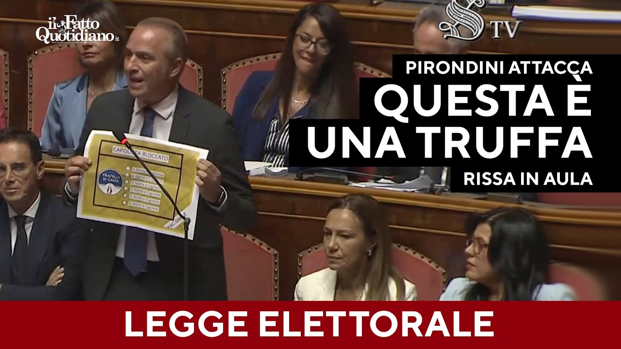"Questa è una Legge truffa!". Rissa in Senato quando Pirondini mostra il cartello in aula