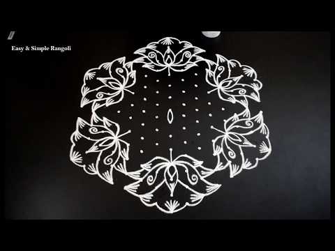 Beautiful Rangoli Design with 15X8 Dots | Easy Kolam Designs | Kolam with Dots | Muggulu Designs Video