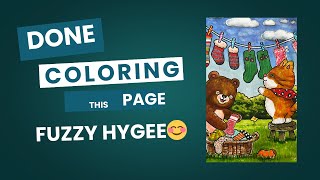 Watch how I  colour this page with alcohol markers. Fuzzy Hygee Cute and Comfy coloring Book.