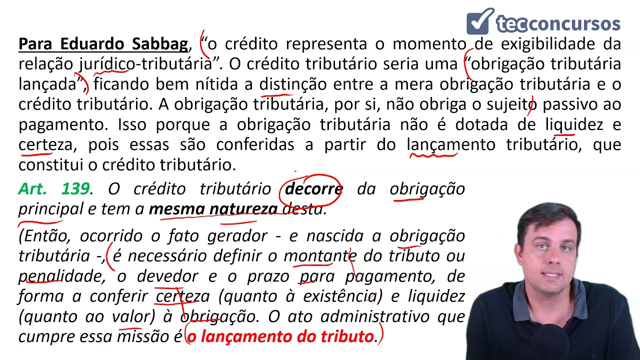 07.01. Aula Das Disposições Gerais do Crédito Tributário (Direito Tributário)