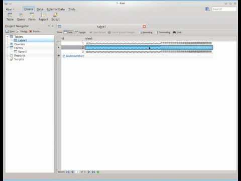 Kexi: Text trimming in tabular view