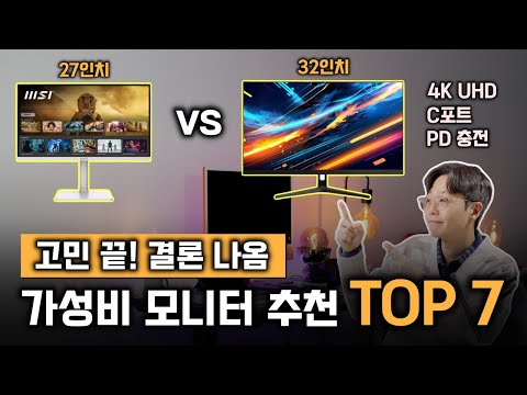 4K 모니터 크기, '이것' 모르면 돈 낭비입니다. C포트 지원 27인치와 32인치 완벽 비교 | 가성비 모니터 추천 | 크로스오버 삼성 엘지 비트엠 뉴싱크