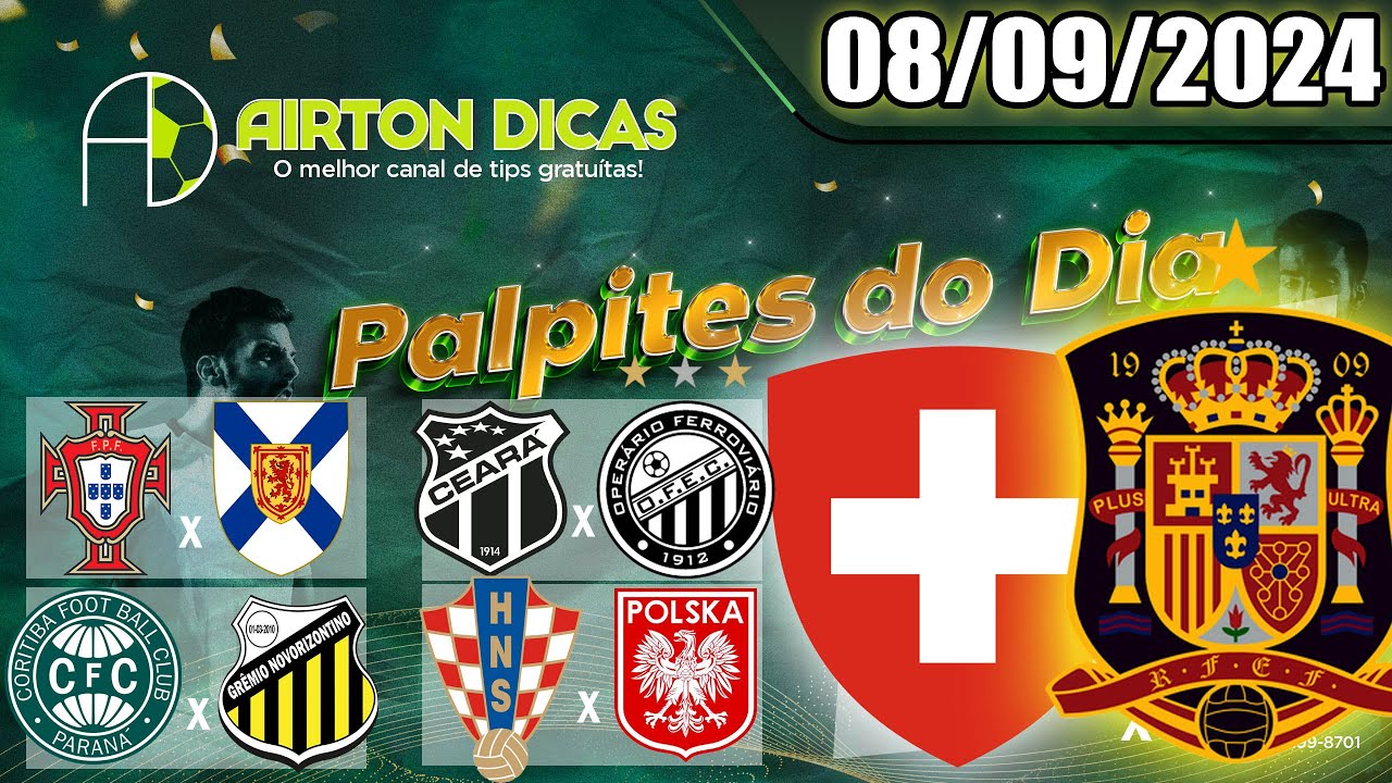 💹PALPITES FUTEBOL HOJE DOMINGO DIA 08 DE SETEMBRO DE 2024 + DUPLA + TRIPLA @AIRTONDICAS💹
